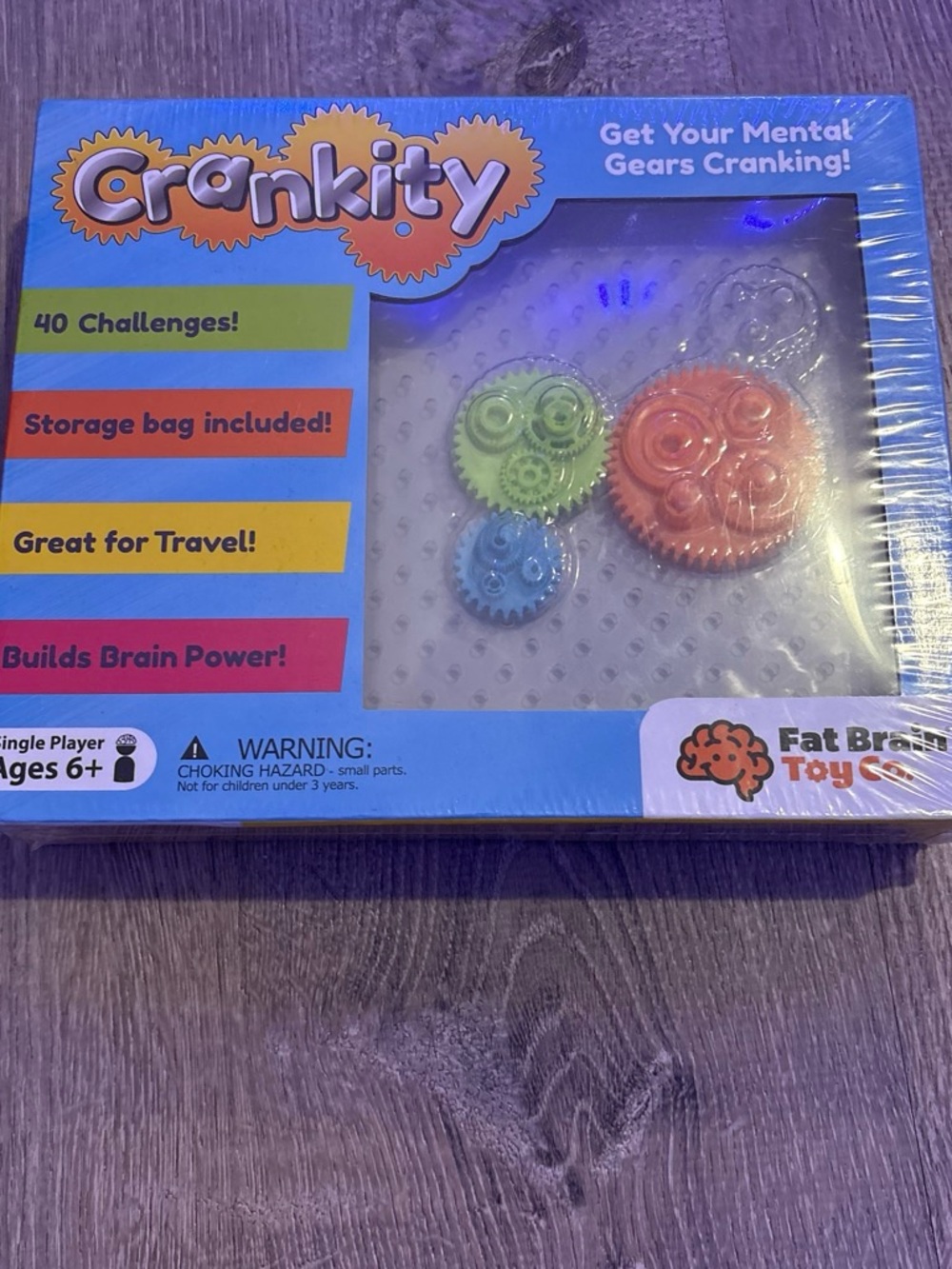Crankity Gear Puzzle Toy by Fat Brain - Orange/Green/Blue